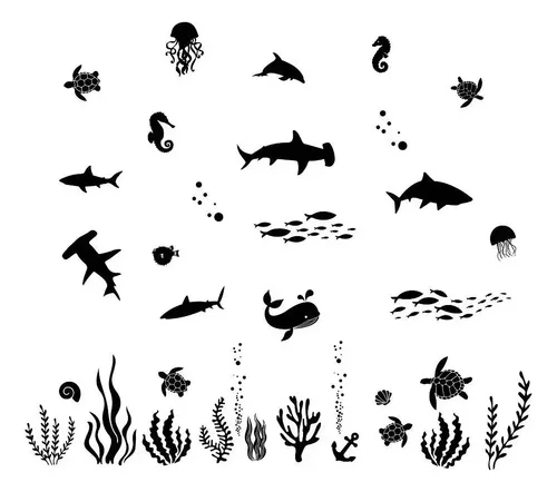 1set Pvc Wall Stickers For Wall Decoration Sea Animals | MercadoLivre