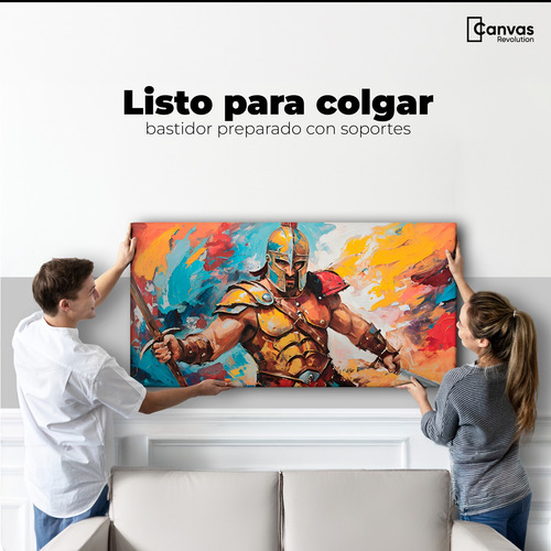 Cuadro Decorativo Canvas Lucha Espartana 140x70