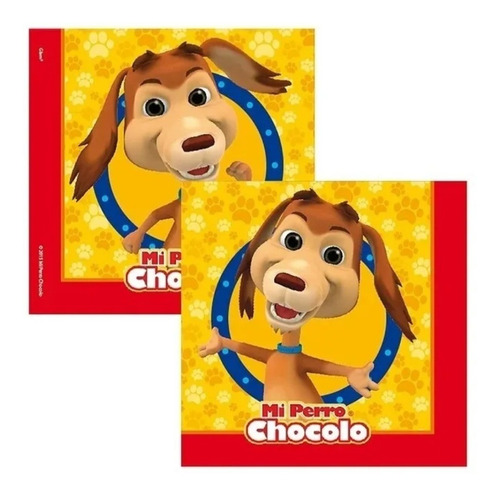 Servilletas Perro Chocolo × 12 Para Cotillón Cumpleaños 