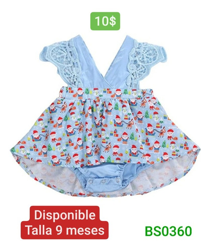 Vestido Navideño Para Bebé 9 Meses Bs0360