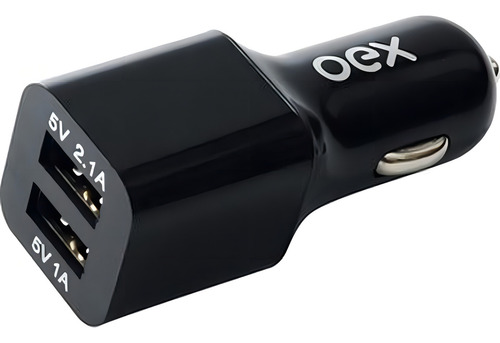 Carregador Automotivo Com Duas Entradas Usb Oex Cg101 Preto