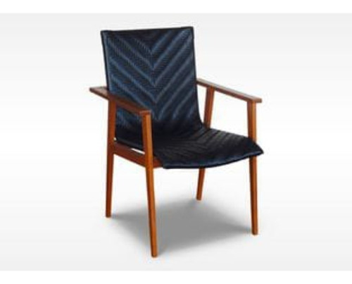 Cadeira Luxo Em Alumínio Corda Náutica Estrutura Em Madeira