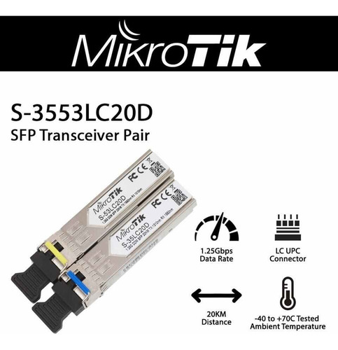 Router Mikrotik Rb2011uias-rm + Par Sfp S-3553lc20d 20km
