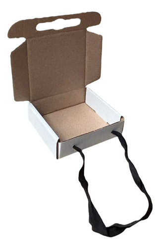 Caja Bolsa Para Bijouterie Blanco 11x10,5x3 X50u C/manija Manija Negro