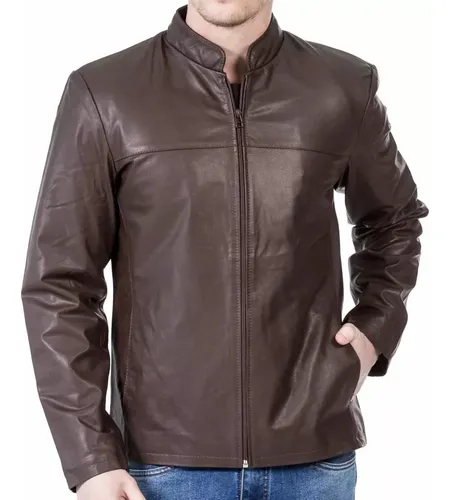 Jaqueta de couro masculina slim sales mercado livre