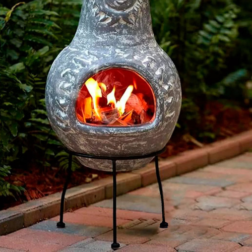 Lareira Lenha Maya Argila Chaminé Suporte Aquecedor Completo Área Interna Externa Ecológica Pré-montada Fogo Estilo Rústico Jardim Decoração Aquecer Inverno Frio