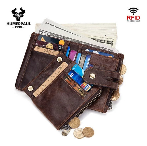 Imagen 6 de 10 de Cartera Jeep Billetera Con Monedero Cuero Genuino