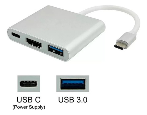 Cabo Adaptador Usb-c Para Hdmi Multiportas Usb 3.0