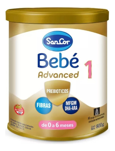 10un Sancor Bebe 1 Advanced Polvo 800grs Lata - 0 A 6 Meses