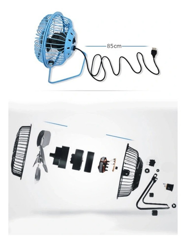 Mini Ventilador De Escritorio Usb Portatil 4 Aspas Metalico