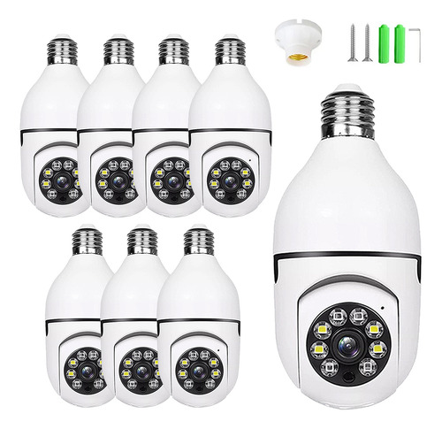 8pcs Cámara De Seguridad Wifi De 360° Visión Nocturna Alarma