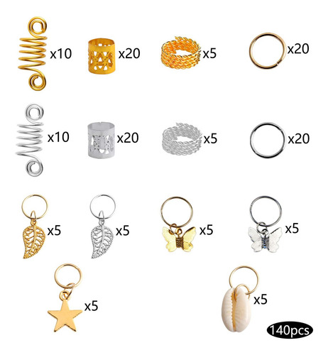 2 X 140x Cuentas Para Trenzas De Cabello Múltiples Estilos