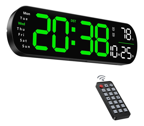 Reloj Digital De Pared Led 13 Pulgadas Con Control Remoto