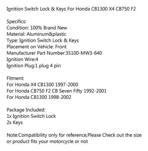 Ignition Switch Cerradura Keys For Honda X4 Cb1300 750 F2