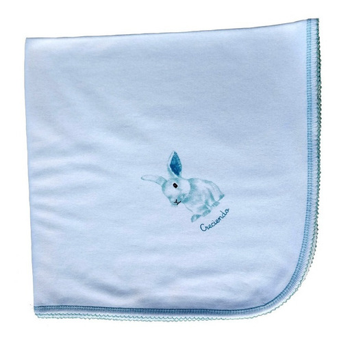 Mantita Recibidora Interlock Blanco Estamp.conejo Forrada