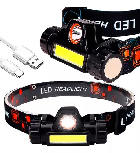 Lanterna Cabeça Testa Capacete Recarregavel Tatica 2 Led T6