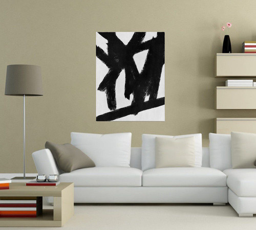 Marco minimalista en blanco y negro (código 2202), 100 cm x 80 cm, color como se muestra en la foto. Color del marco: continuación de la pintura