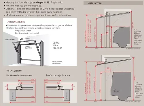 Portón Levadizo Manual Oblak 2331 Madera Garage Cochera
