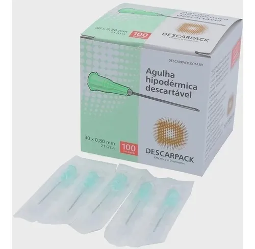 Aguja 30x0,80 21g Esteril Hipodermica Descartable 100 Unidades