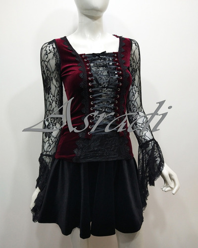 Blusa Agujeta Encaje Gotica Medieval Lolita Tipo Corset Sexy