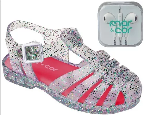 Sandália Infantil para Menina Mar e Cor Rosa com Glitter