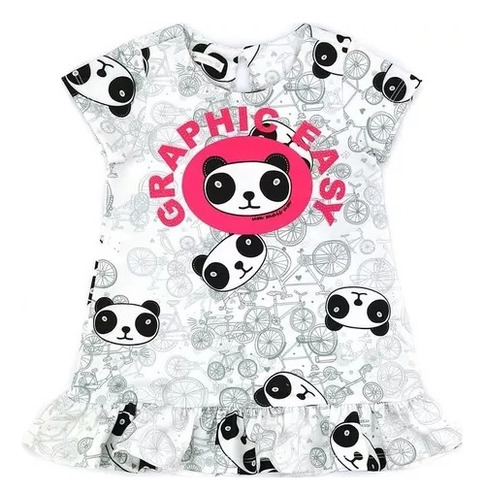 Vestido Infantil Neoprene Panda Graphic Easy 781203n 1+1