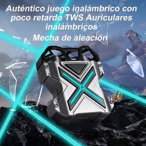 Auricular In-ear Gamer Inalámbrico Omega Gamer K89 Gris Con Luz Led