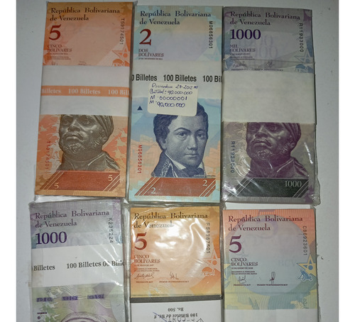 Lote De 6 Pacas De Billetes Diferentes Letras .