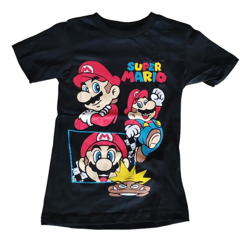 Remera Super Mario Bros Niño Doble Estampa Nueva