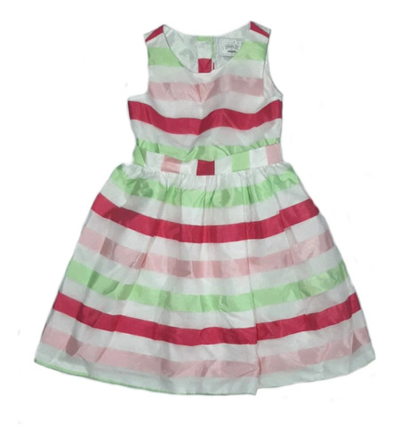 Vestido Fiesta Gymboree Blanco Rayas Niña Talla 7 - Usado