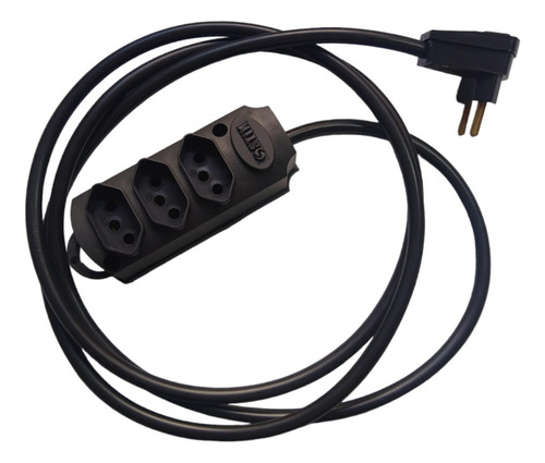 Extensão Elétrica 20a Reforçada 10m Pp 2x2,5mm² 3 Tomadas Cor Preto Plugue 10a 127/220v