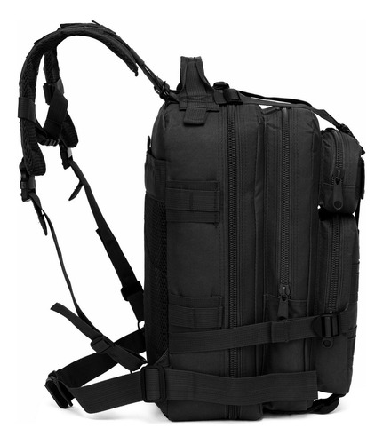 Mochila Bolsa Tática Estilo Militar Espaçosa Resistente Cor Preto Lisa
