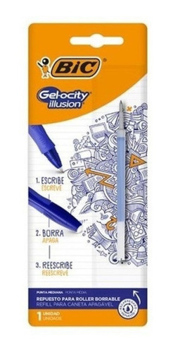 Repuesto Tanque Bic Roller Gel Ocity Illusion Borrable X 12u