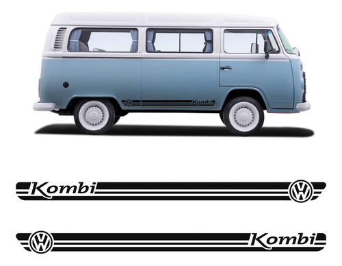 Faixa Lateral Kombi Logo Volkswagen Adesivo Preto - Genérico