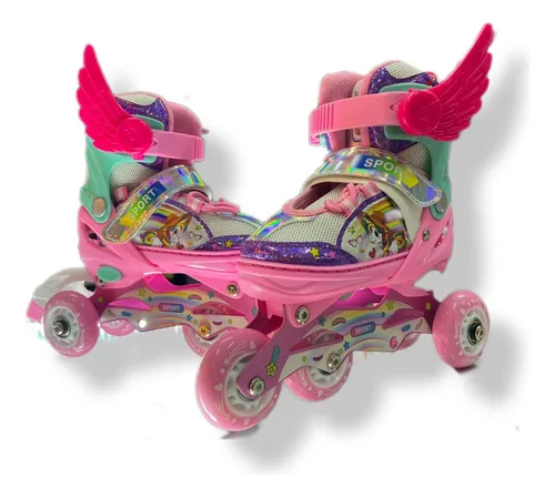 Kit Patines Unicornio De Aprendizaje Y En Línea Con Luces