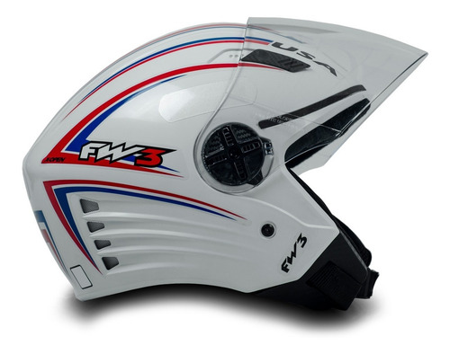 Imagem 2 de 7 de Capacete Com Viseira Cristal Para Moto X Open Eua Branco