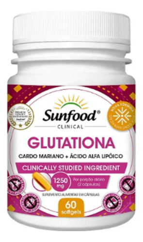 Suplemento Em Capsula Sunfood Glutationa 1250mg 3 Potes Sabor Sem