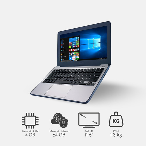 Imagen 4 de 10 de Laptop Asus Vivobook W202 Intel Cel 4gb Win 10 Pr0 + Regalo