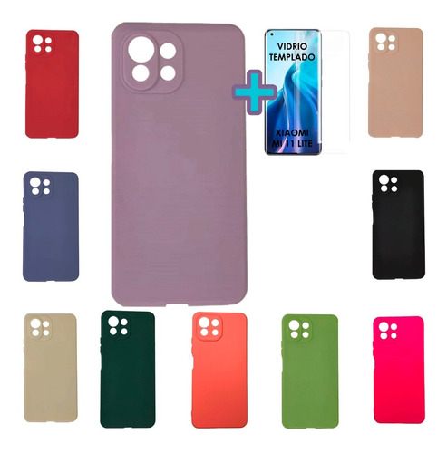 Funda Protector Xiaomi Mi 11 Lite Silicona Case Mas Vidrio