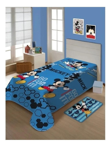 Manta Fun Infantil Mickey Microfibra Jolitex Solteiro