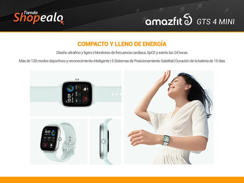 Smartwatch Reloj Inteligente Amazfit Gts 4 Mini Blue Mint -*
