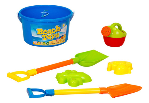 Set Juguetes Playa Arena Cubeta Regadera Pala Rastrillo 5pzs