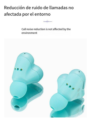 Fones de ouvido Bluetooth em forma de coração com cancelamento de cor azul celeste