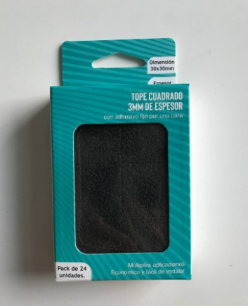 Tope Cuadrado 3mm De Espesor, Color Negro