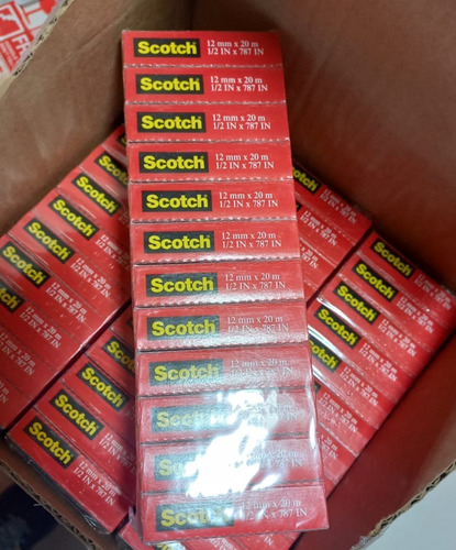 Imagen 2 de 3 de Pack 12 Cintas Adhesivas Cristal 12mm X 20m Scotch 3m