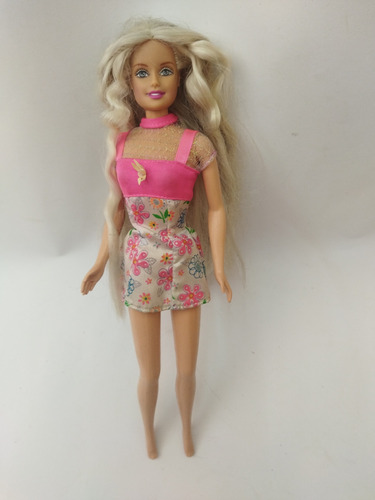 Barbie Rubia Cabello Largo Vestido Flores 1998