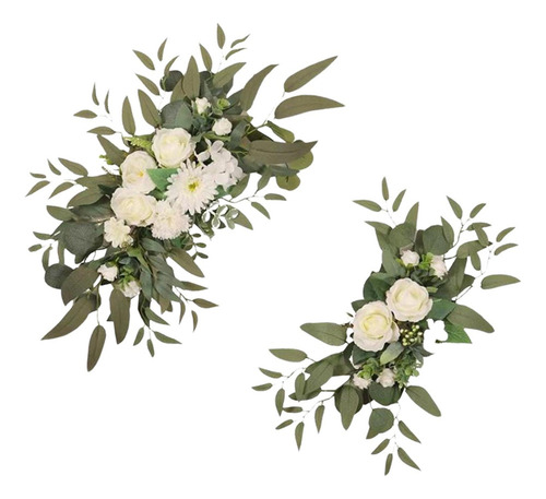 2x Boda Arco Flores Guirnalda Floral Hojas Verdes Elegante