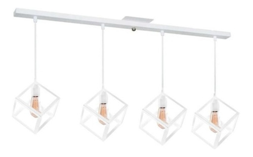 Colgante Riel 4 Luces Cubo Negro/blanco Mate 89cm Apto Led