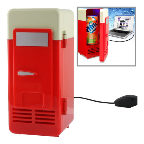 Refrigerador Usb Pc Rojo Para Bebidas, Latas De Bebidas, Ref