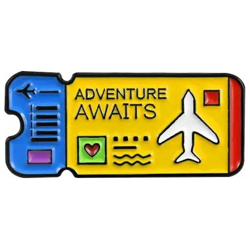 Pin Broche Metálico Billete De Avión Travel Adventure Awaits